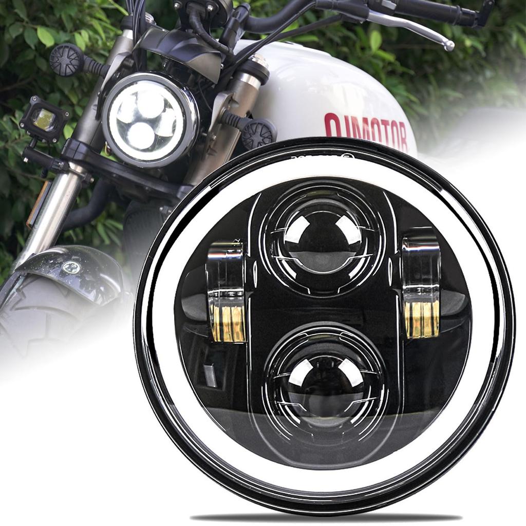 Motikvans Inch LED Motorcycle Headlight with White DRL Switching Motorcycle Headlight Compatible with Sportster 883nfxsbxl1200x xl1200n Round
