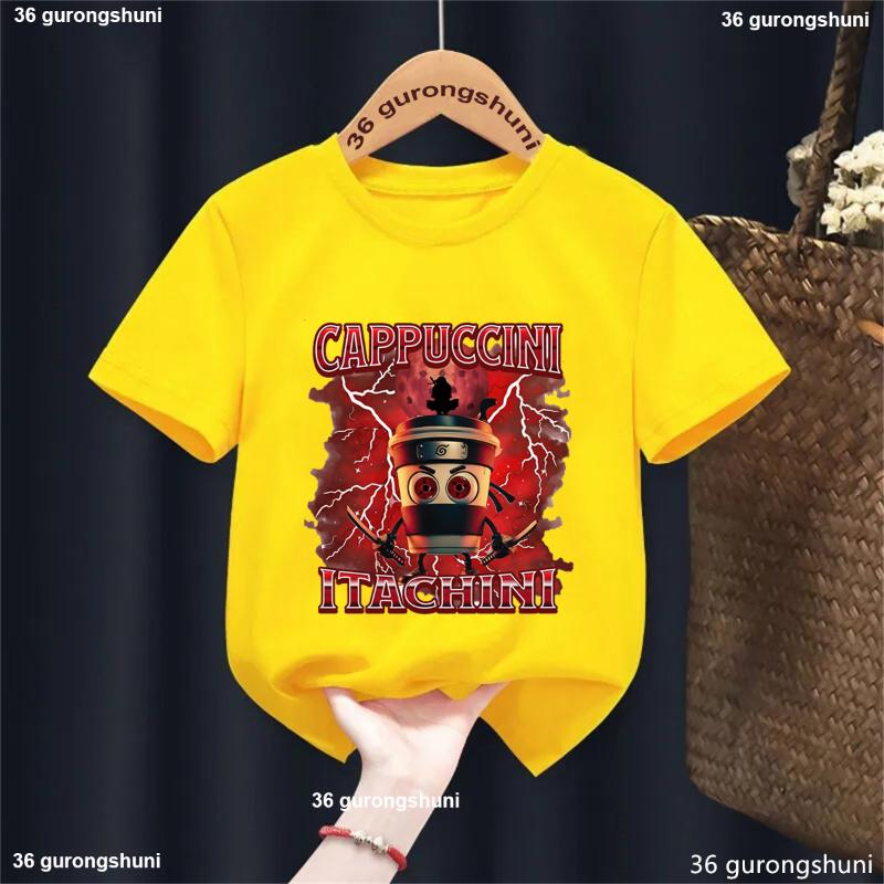 Italian Brainrot Meme Cool T Shirt Boys/Girls Funny Kawaii Kids Clothes White/Pink/Yellow/Grey/Red/Black T-Shirt Summer T-Shirt
