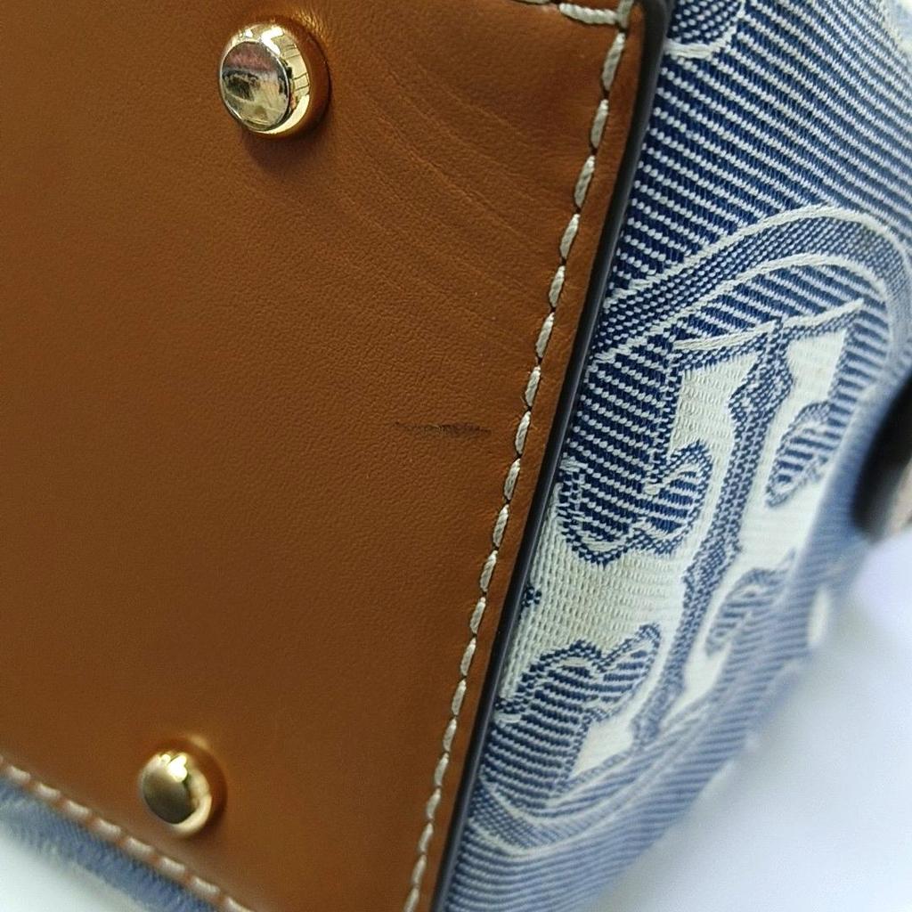 [Pre-Owned] T Monogram Zipper Closure Fabric And Leather Barrel Bag Mini - Fair #19B6XOQ