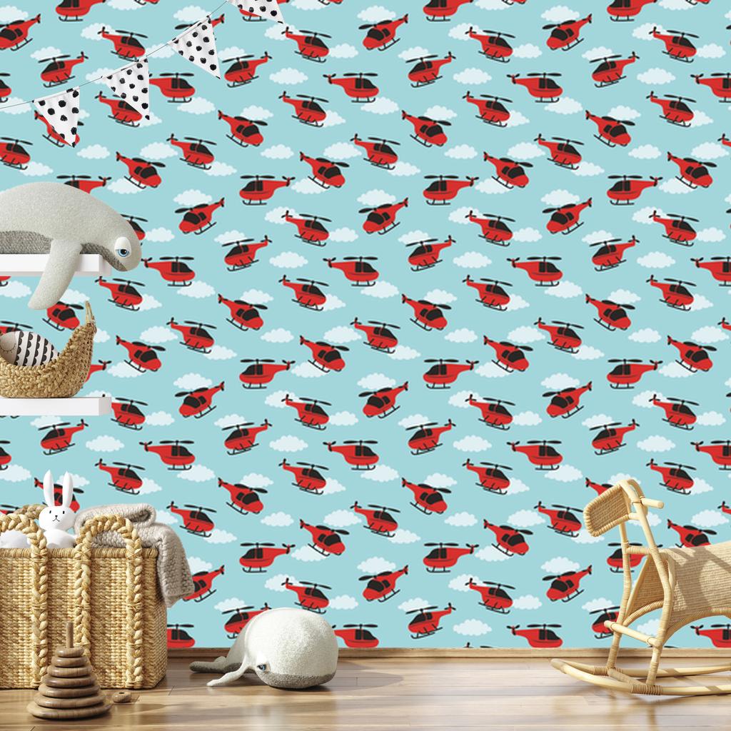 Red Helicopters Wallpaper for Living Room and Bedroom 50x1000