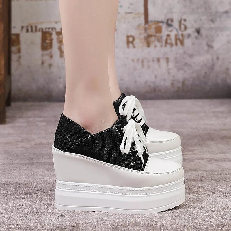 Fashion 11cmNew Style Casual Shoes For Women Ladies Platform Shoes White Shoes Comfortable Sneakers Increase Height By