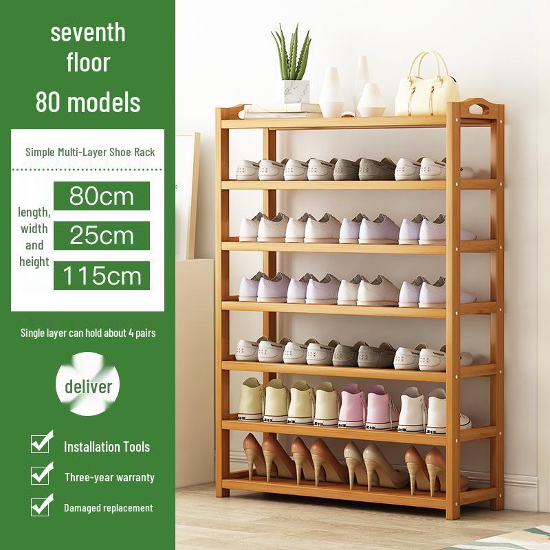 Camphor Bamboo Multi-layer Shoe Rack - Space-saving Floor Storage Cabinet for Dormitory Entrance