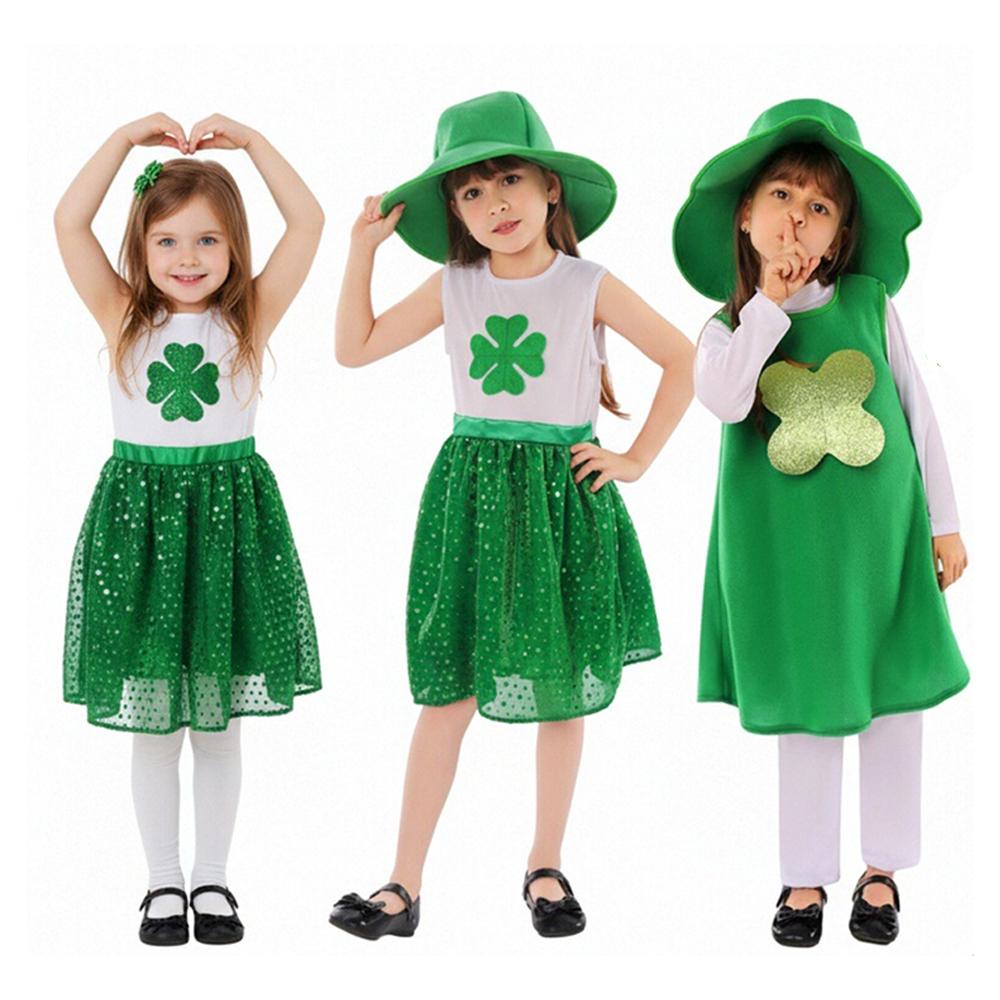 St. Patrick's Day Irisches Kostüm Set Glückliches Kleeblatt Outfit Schulfest Party Halloween Weihnachten Cosplay Kostüme Anzug