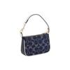 COACH Nolita Jacquard Fabric With Leather Pochette Shoulder Bag Handheld Wrist Handbag Mini Women's Denim Blue C3334-IMDEI