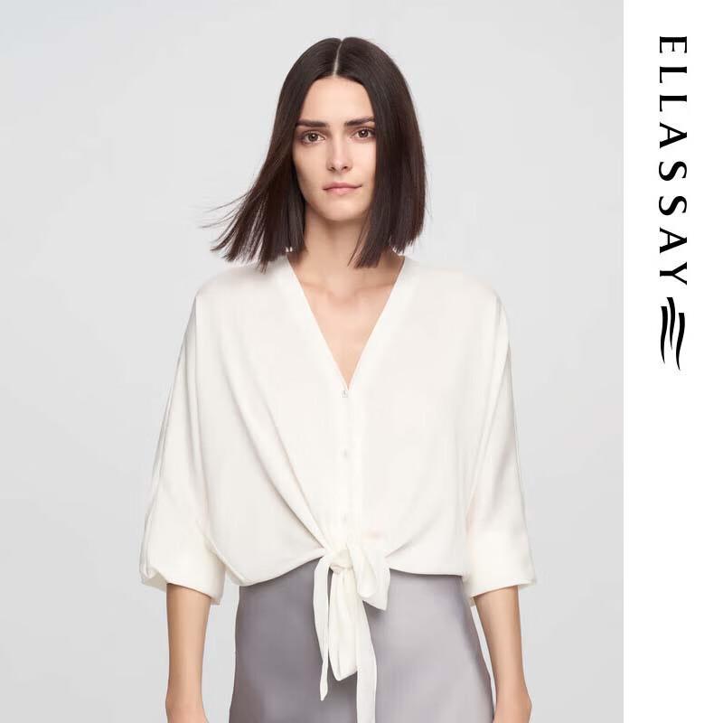 Шелковая рубашка ELLASSAY с завязками спереди L
