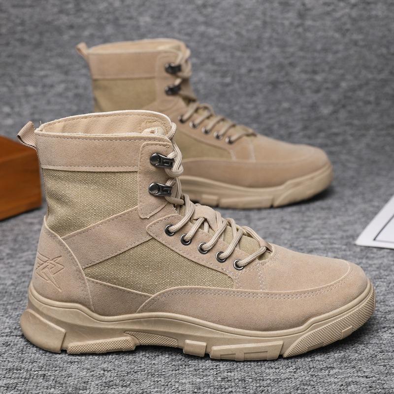 Martin boots men's autumn and winter new canvas versatile medium tube retro tooling high-top breathable shoes construction site work shoes