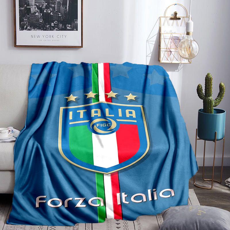 Italy Football Crest Blanket Flannel Throw for Sofa, Indoor, Camping, Living Room, Office, Chair, And Bed Soft Birthday Gift