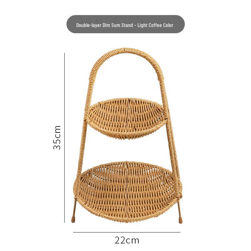 Fruit Tea Tray: Multi-layer Basket, Snack Plate, Brazier for Boiling Tea, Dried Fruit Display, Imitation Rattan Weave, Perfect for Afternoon Tea.