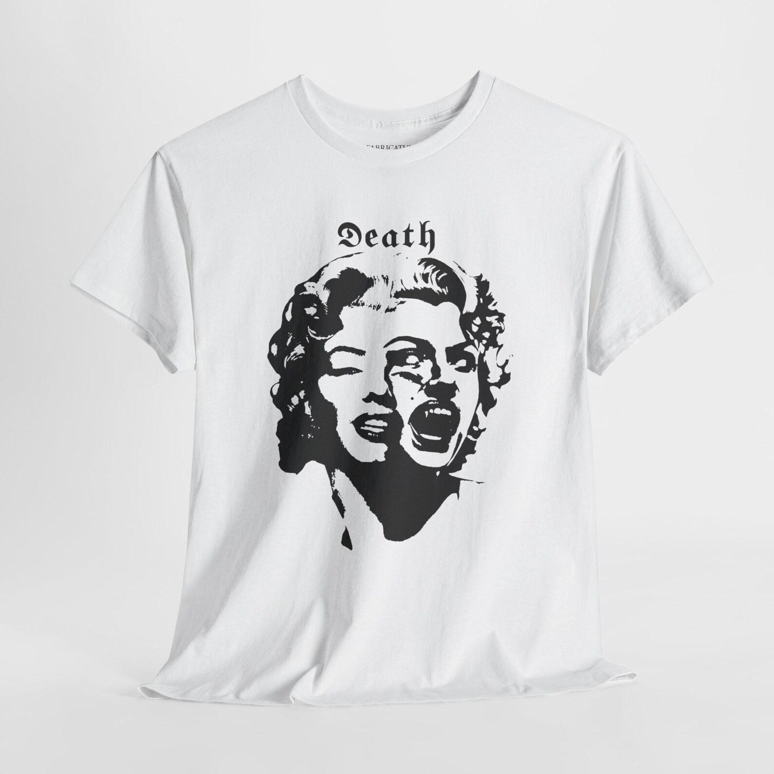 Dual Face Portrait Tee, Gothic Death Script Shirt, Black Ink Illustration T-shirt, Grunge Streetwear Tshirt, Y2K Aesthetic Graphic Tee XL