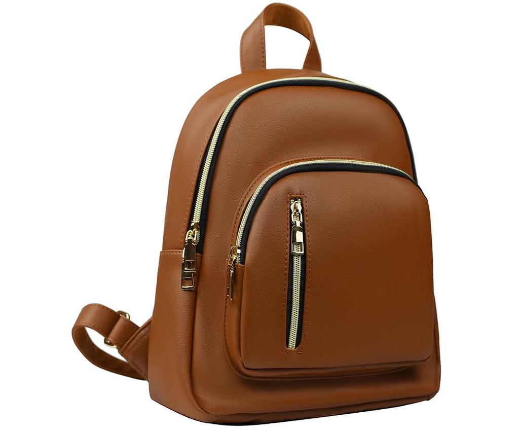 PU Mini Large Back Zipper For Commuting to Brown [Yanaier] Women's Backpack, Leather, Backpack, Capacity, Waterproof, Lightweight, Backpack, Small,