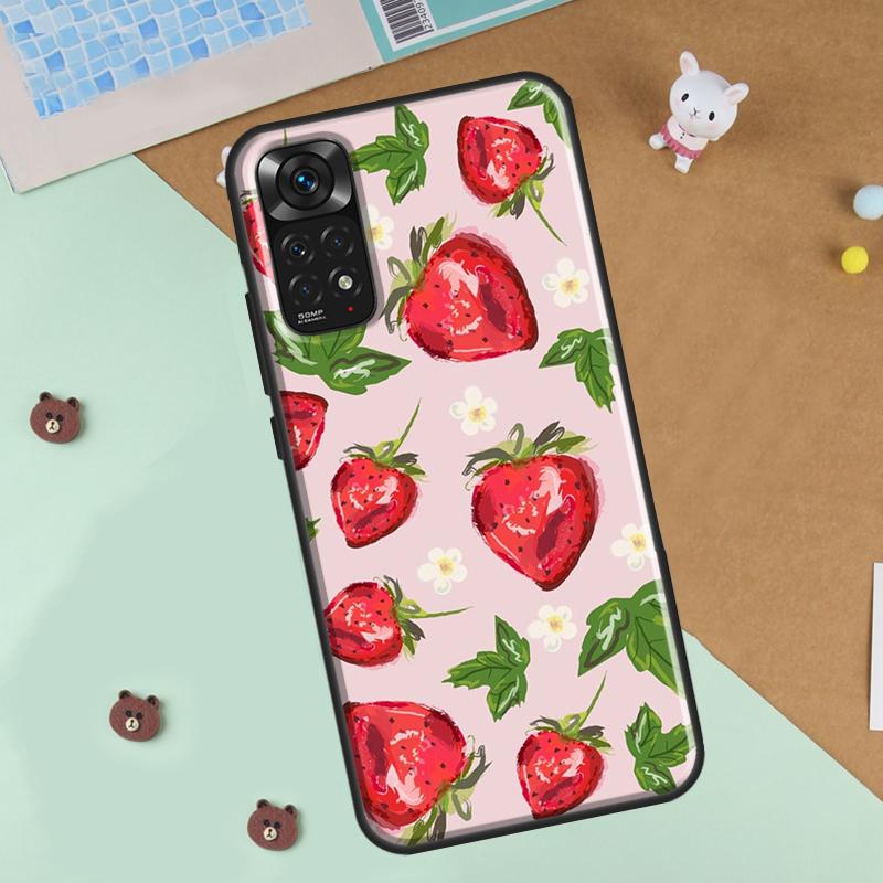 Cute Strawberry Phone Case For Xiaomi Redmi Note 12 8 9 10 11 Pro 8T 9S 10S 11S 12S 10A 9C 10C 12C Cover