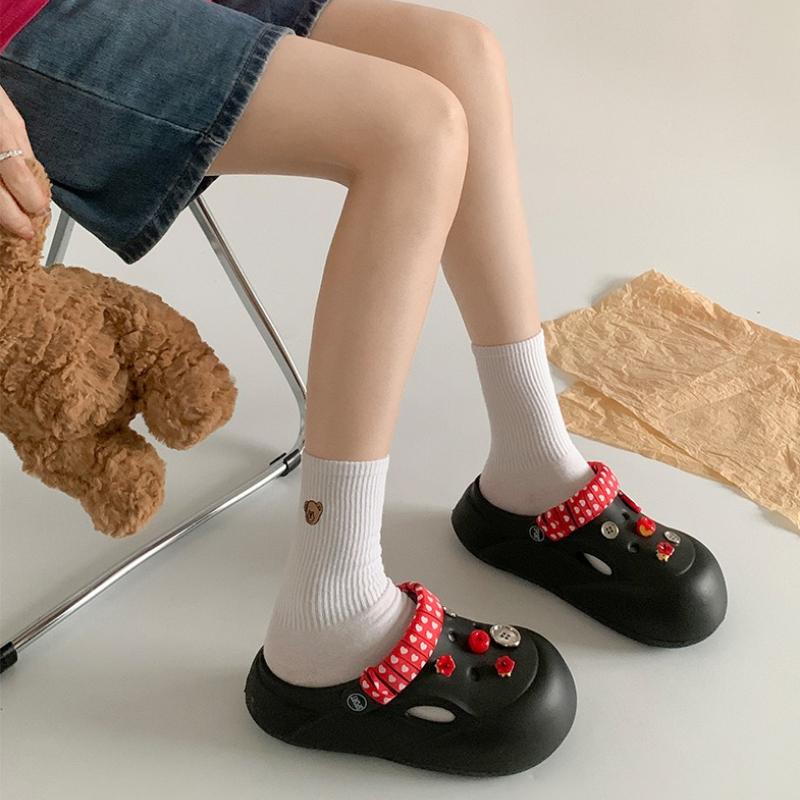 Fashion Women Fashion Clogs Indoor Street Slippers Cute DIY Apple Summer Autumn Platform Shoes Soft EVA Female Daily Walking Sandals