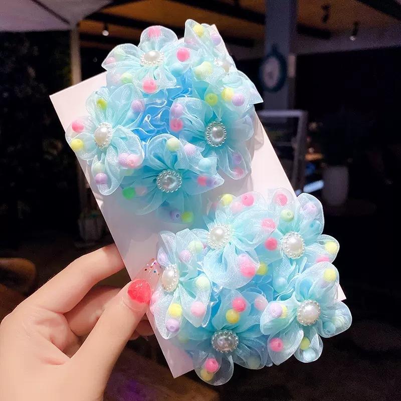 2pcs/Set Big Fluffy Chiffon Hair Flower Clips For Kids Hair Accessories Fabric Flowers Clip For Kids Headbands