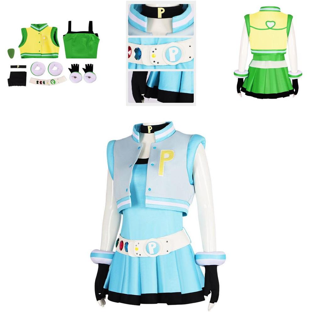 Cute Anime-inspired Powerpuff Girls Cosplay Dress Ideal For Theater And Halloween Parties