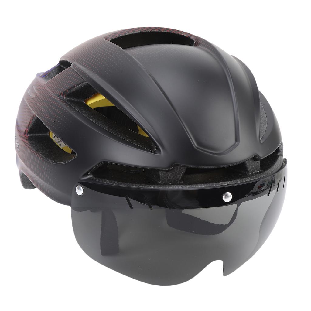 Cycling Helmet MIPS Technology Bike Helmet with LED Light Goggles for Mountain Road Bike Black