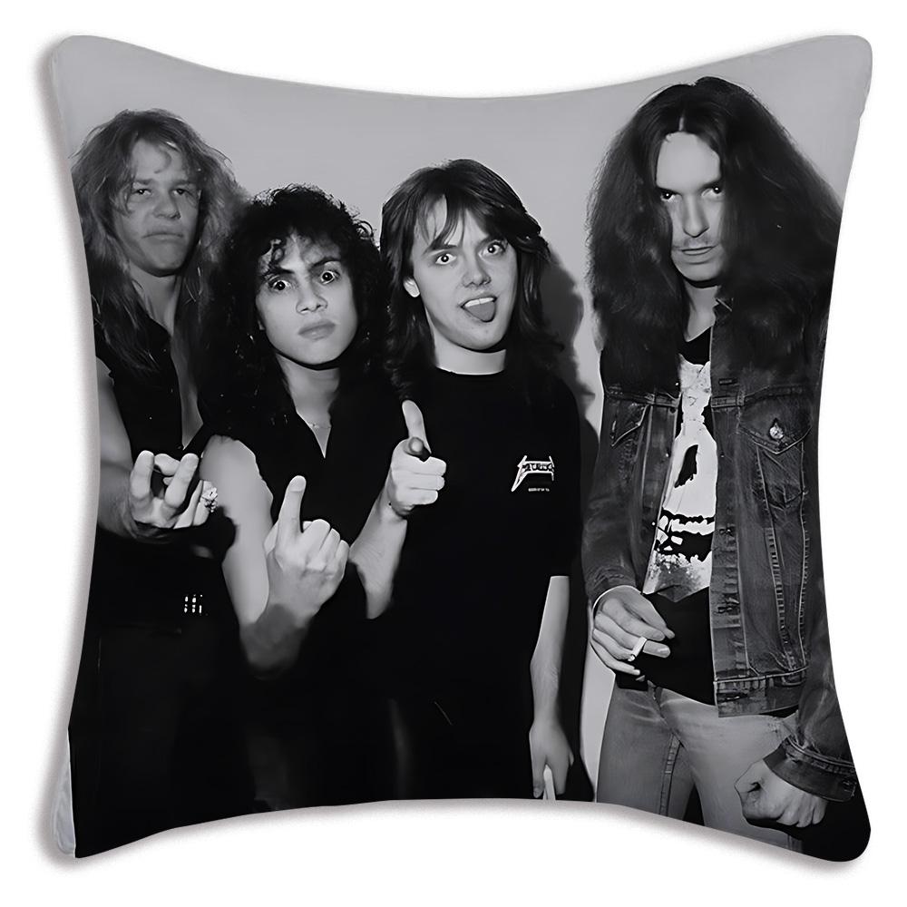 Anime Band M-METALLICAs Pillow Covers Cartoon Sofa Decorative Home Double-sided Printing Short Plush Cute Cushion Cover