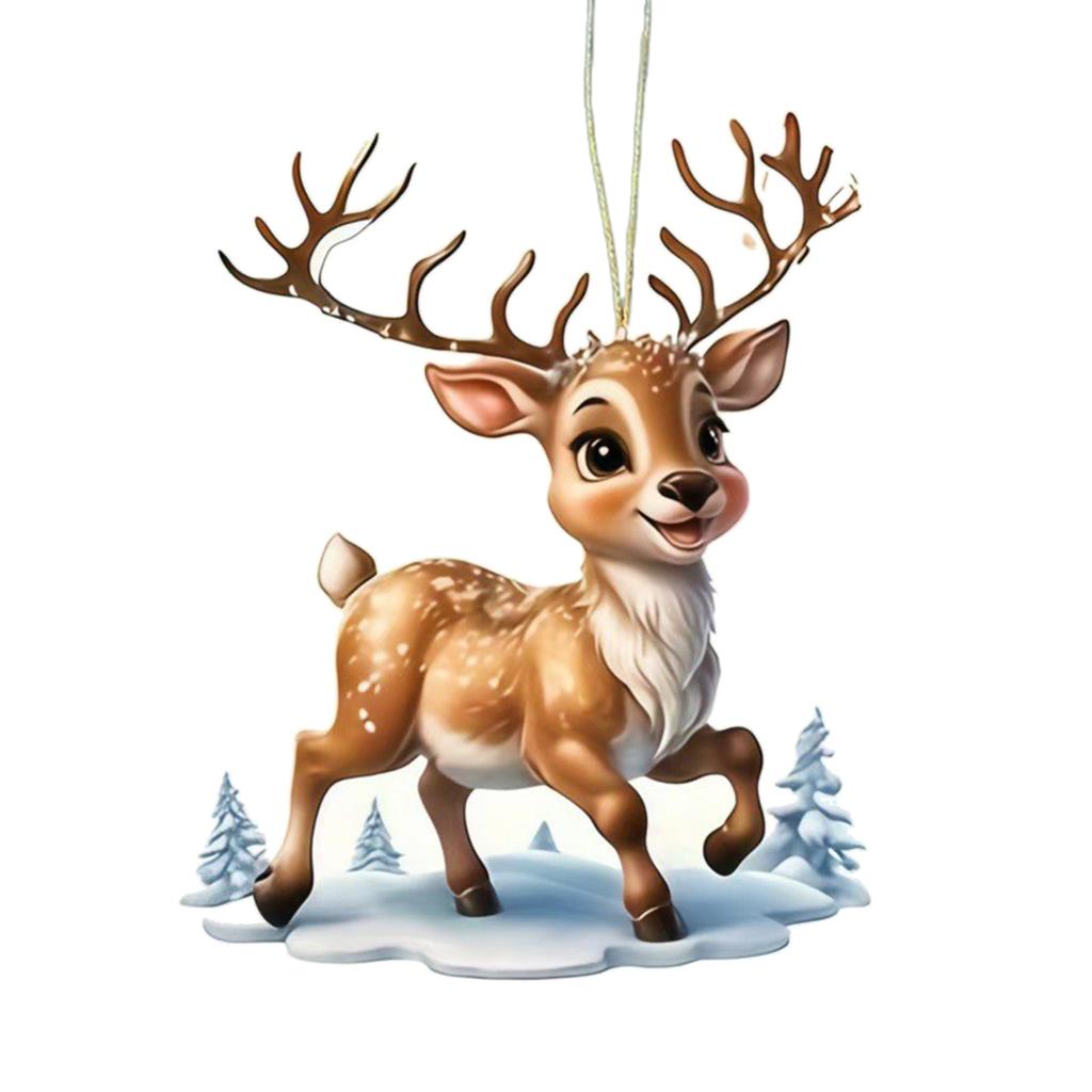 2D Flat Christmas Tree Acrylic Ornament with Hanging Rope Holiday Gift for Car Rearview Mirror Home Decor Hanging Pendant