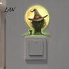 Halloween Atmosphere Room Decor Glow in The Dark Switch Outlet Stickers, Cute Black Cat Witch Theme Wall Decals Pumpkin Skull Decals, Waterproof