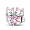 925 Silver Color Pink Rabbit Sheep Cat Dog Animal Charms Beads Fit 3mm 925 Bracelets Fine DIY Birthday Jewelry Make