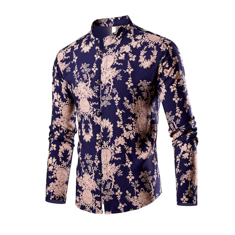 Autumn and Winter New Product Button-up Stand-up Collar Trendy Long-sleeved Shirt Shirt Men's Cardigan