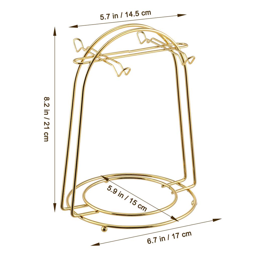 Iron Teacup and Saucer Display Stand Arched Rack for Hanging Cups Storing Saucers Kitchen Coffee Shop Cabinet Counter Storage