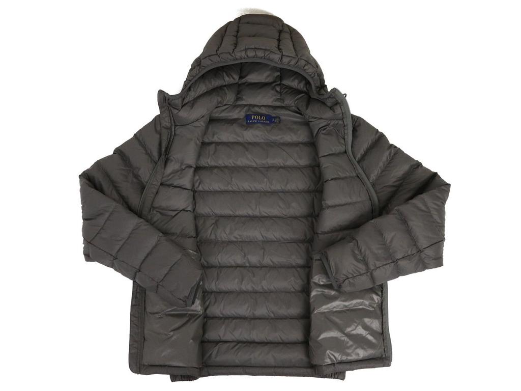 POLO RALPH LAUREN Kurtka/Parka Męska z Puchu Pakowana z Pony Rozmiar 0101676 Haft, L, Szary,