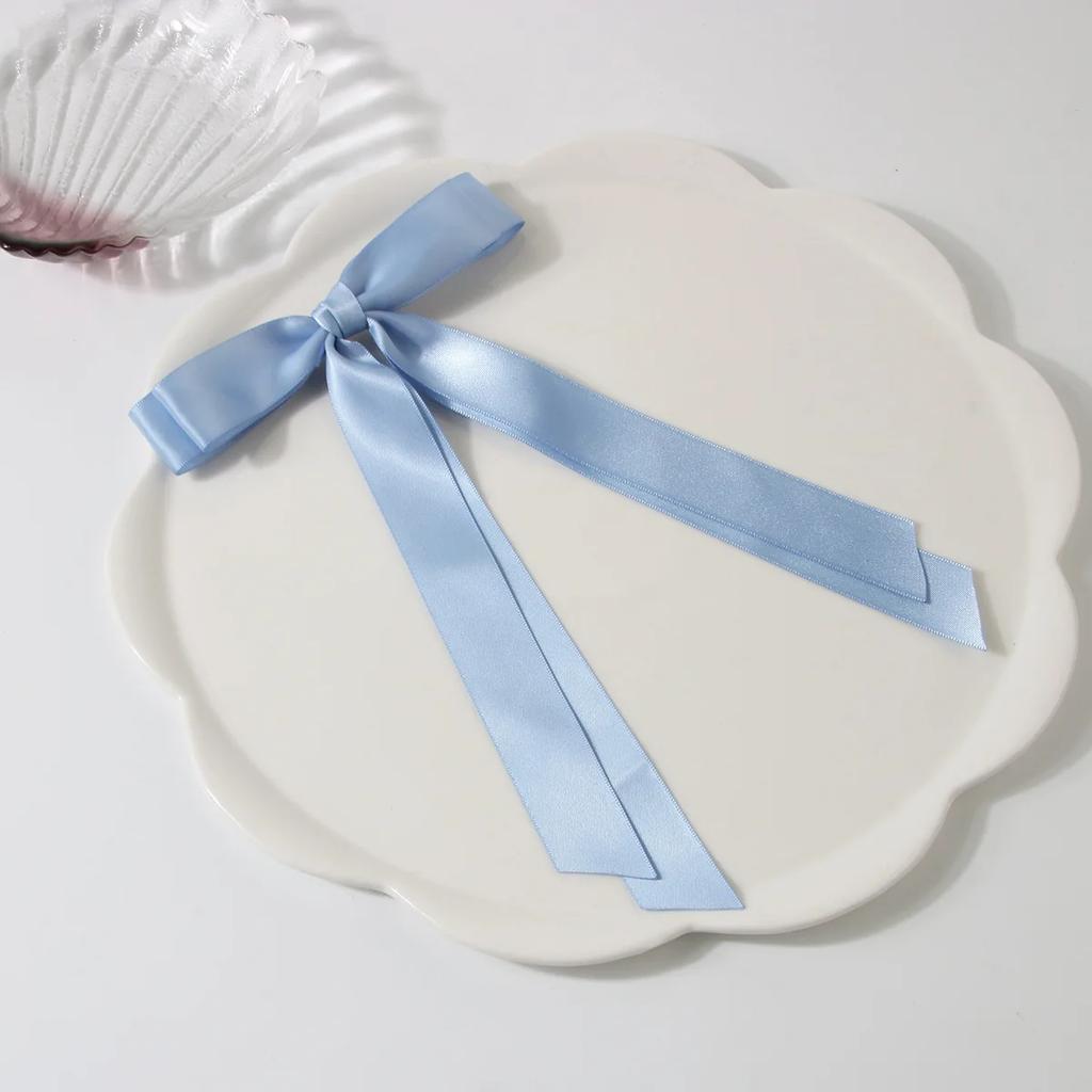 Women Elegant Bow Ribbon Hair Clip Fashion Solid Satin Clips Simple Bowknot Hairpins Barrettes Hair Accessories for Girls