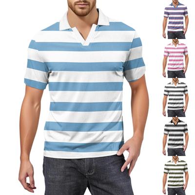 Men's Fashion Printed V-Neck Short Sleeve Top Golf T-Shirt