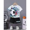 Summer New Children's Set Girls' Summer Set Short Sleeve T-shirt Boys' Shorts Crown 3D Printed Casual Round Neck Children's