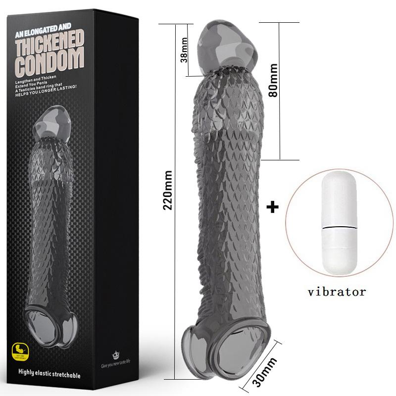 Extend Penis Enlargement Sleeve Vibrator Cock Ring Reusable Condoms Sex Toys for Men G Spot Vibrating