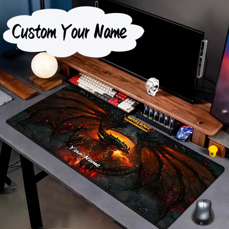 Custom Name Mouse pad Dragon's Fiery Warcraft game Mouse pad, Gaming Mouse Pad, keyboard pad, Desk Decor for computer notebook Fan Birthday Gift