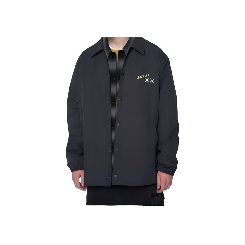 Uniqlo Kaws X Warhol Collaboration FW24 Banana Fashion Print Button Closure Trendy Versatile Jacket Unisex Jackets Black 474138-09