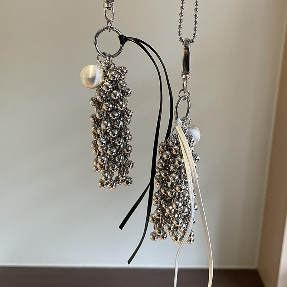 Chic Metal Necklace Titanium Steel Beads Pedant Necklace Beaded Grape Necklace  Clothes Decor