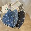 Small daisy flower bucket hat female retro old denim bucket basin hat spring and summer sun protection hat