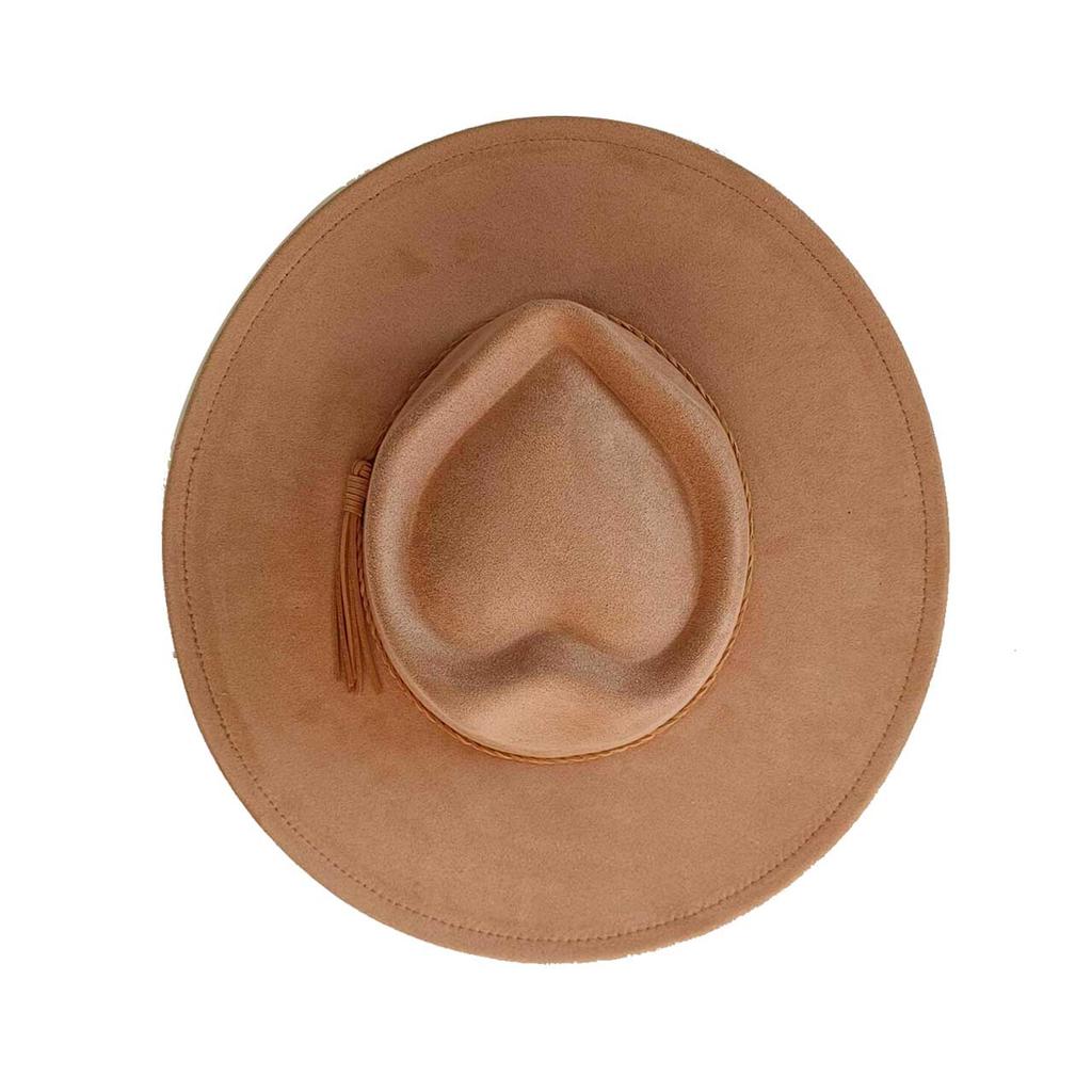 Heart-shaped Top Suede hat with same color accessories wide brim hat for men and women chapeau
