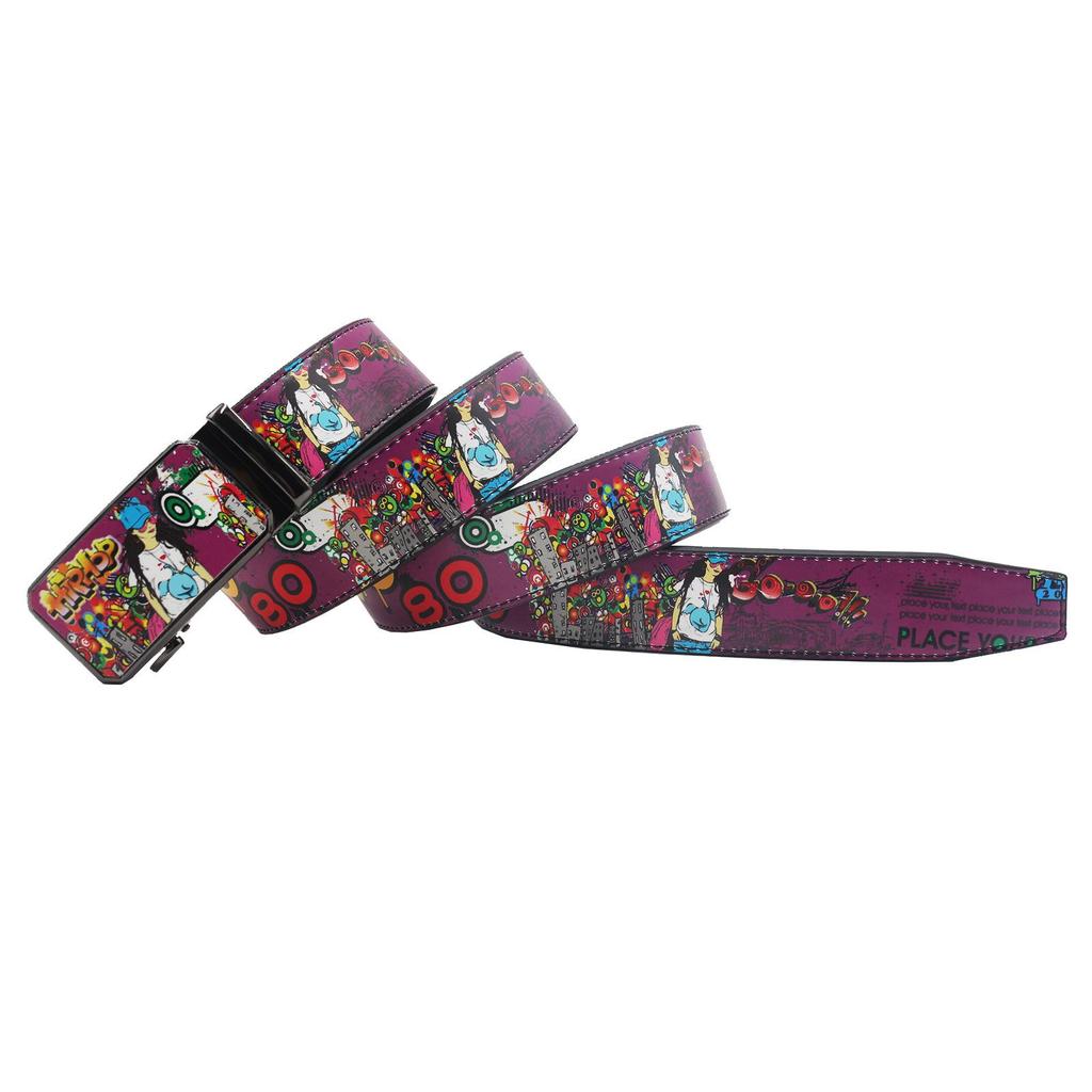 Originaler Lässiger Ledergürtel mit Graffiti-Print - Y2K-Stil, Vielseitiges Europäisch-Amerikanisches Design