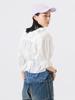 Beams Boy Short Sleeve Cotton Linen Shirt with Ruffles and Gathered One Size Women's Trim, Black,