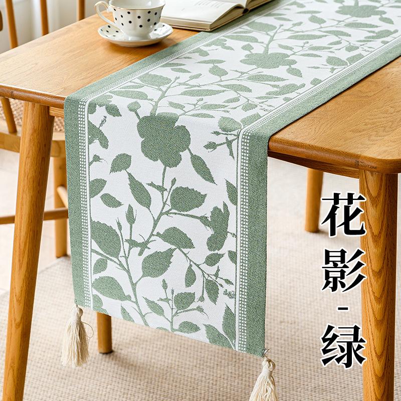 Jacquard Table Runner Vintage Table Table Cover Pastoral Style with Long Strip Fabric Tassel Tablecloth Home TV Cabinet Decor