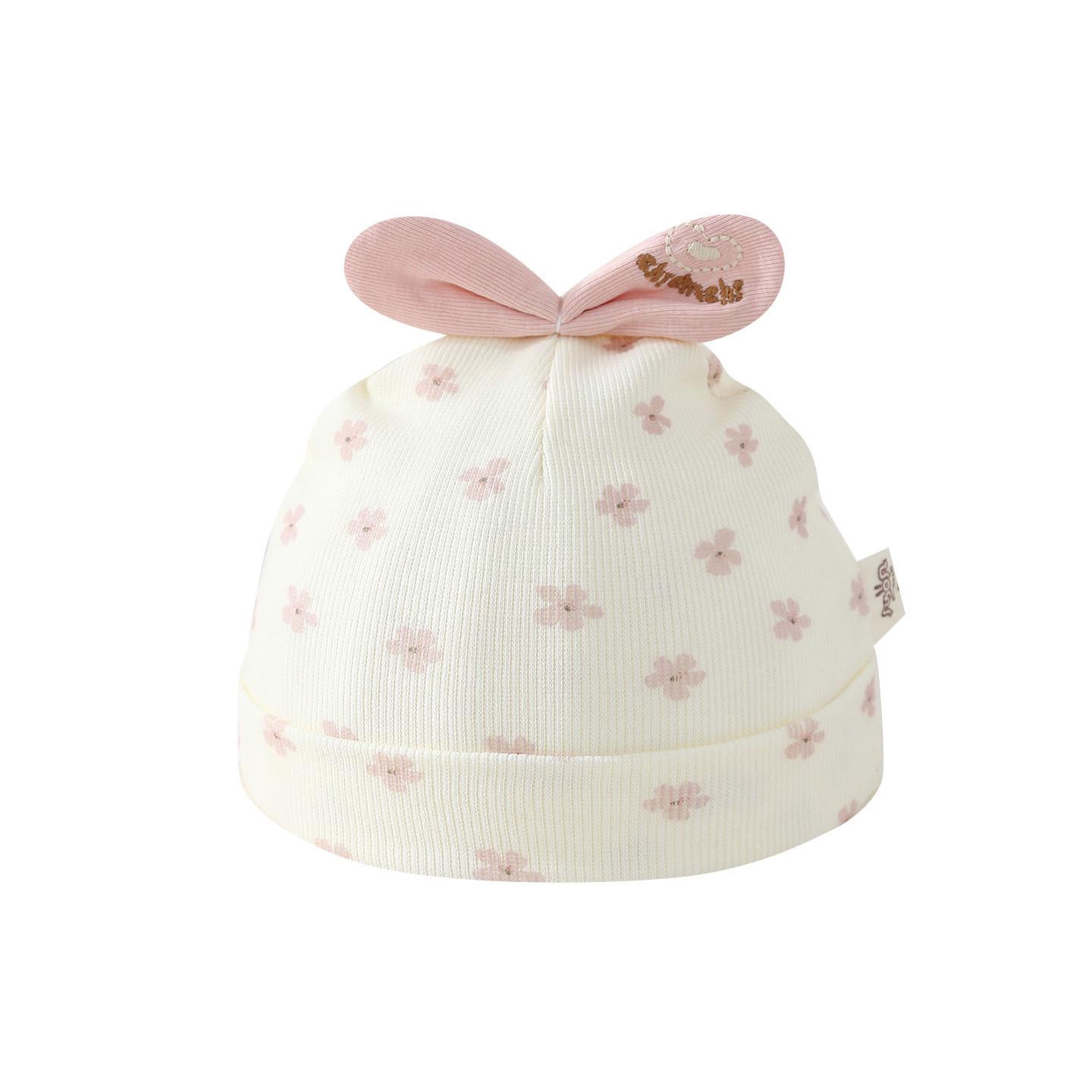 Newborn Boneless Baby Hat - Spring & Summer Style, 0-3 Months, Fontanel Protection, Four Seasons Cap Pastoral Cap - Solid Pink
