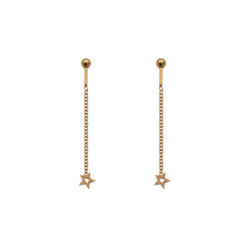 French Romantic Natural Small Fresh Five-Pointed Star Versatile Earrings, Titanium Steel Stud Earrings Jewelry