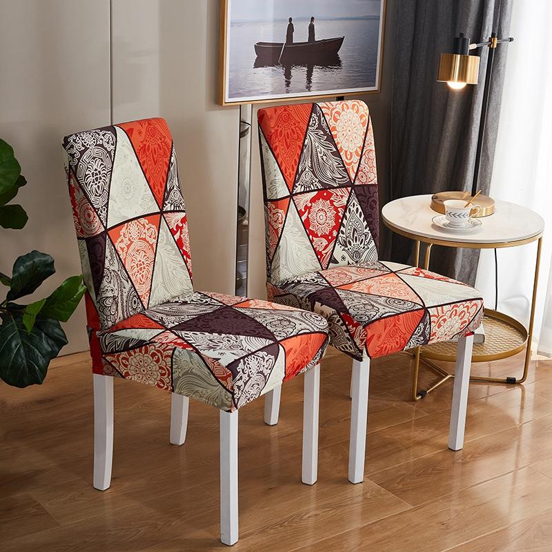 Printed Chair Covers Adjustable Dining Chair Cover Big Elastic Chairs Protector Kitchen Wedding Desk Stretch Modern Geometric