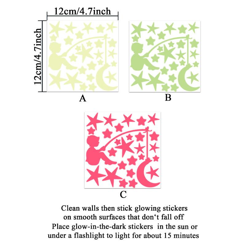 Luminous Fluorescent Boy Fishing Moon Cartoon Decorative Switch Self-adhesive Sticker Removable
