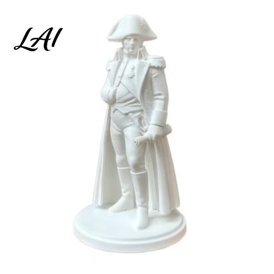 DIY Paintable Statue 3D Printed Napoleon with Military Coat Turban & Scroll Vintage Historical Desktop Decor Matte White Figurine Figurine,