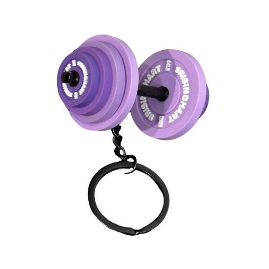 Keychain Pendant Lightweight Durable Soft Rubber Metal Dumbbell Design Detachable Fitness Bag Charm Key Holder Sporty Gift Accessory