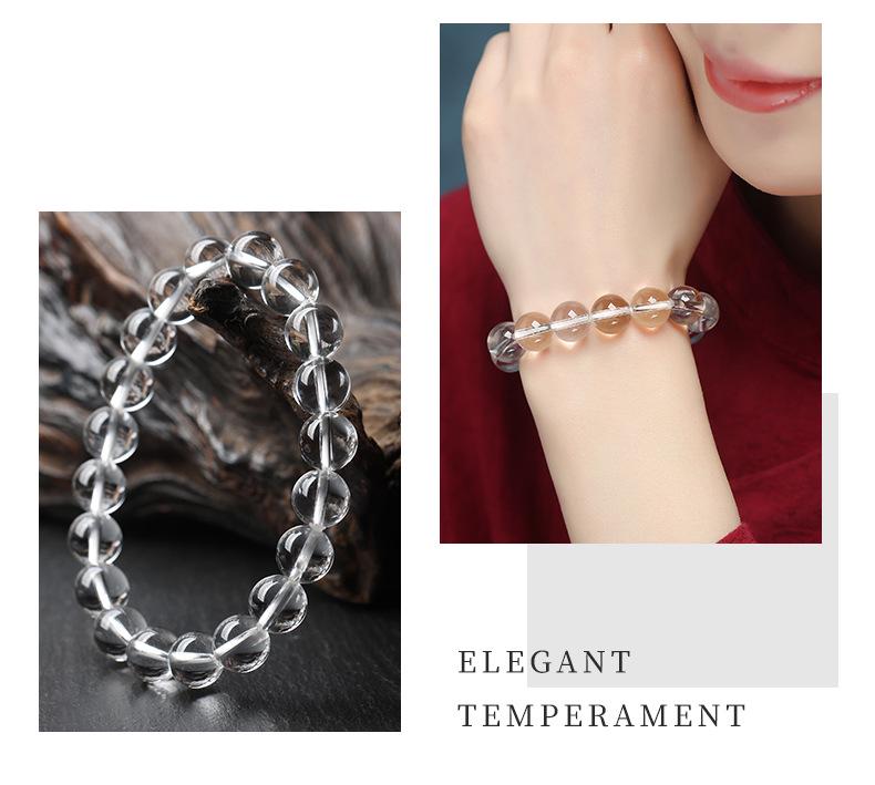 Clear Donghai White Crystal Bracelet - Round Beads, Unisex