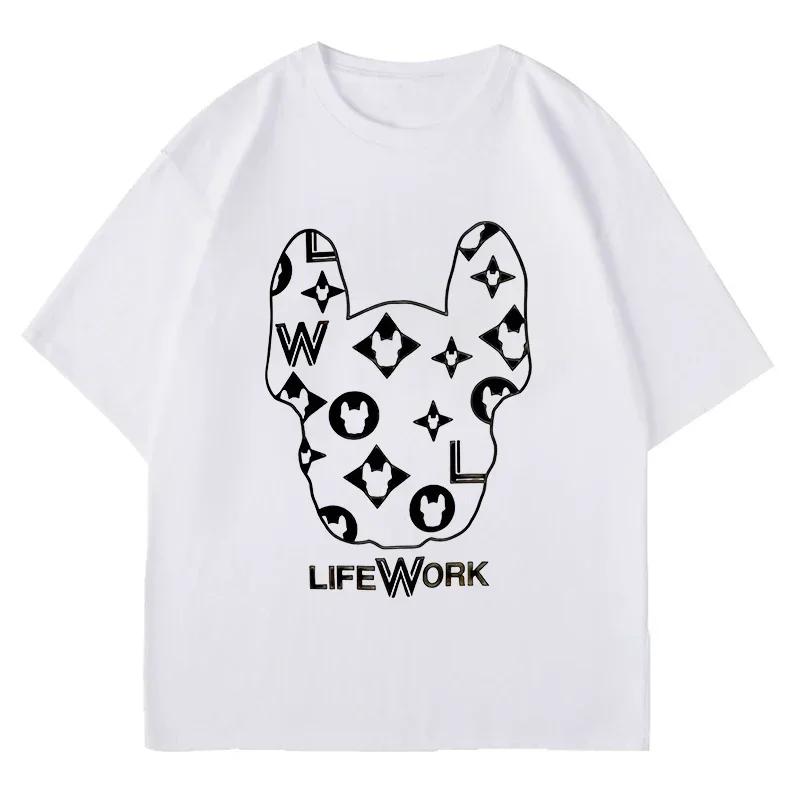 2025 New Hot Korea 2024 Summer New Trendy Brand Letter Logo Printing Round Neck Men's and Women's Same Casual Versatile T-shirt
