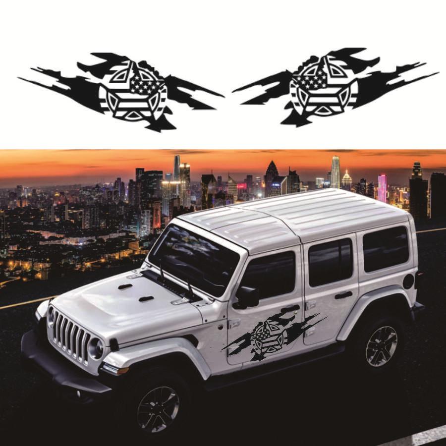 2x Car Body Side Door Stickers Army Military Star Style Decals For Jeep Wrangler
