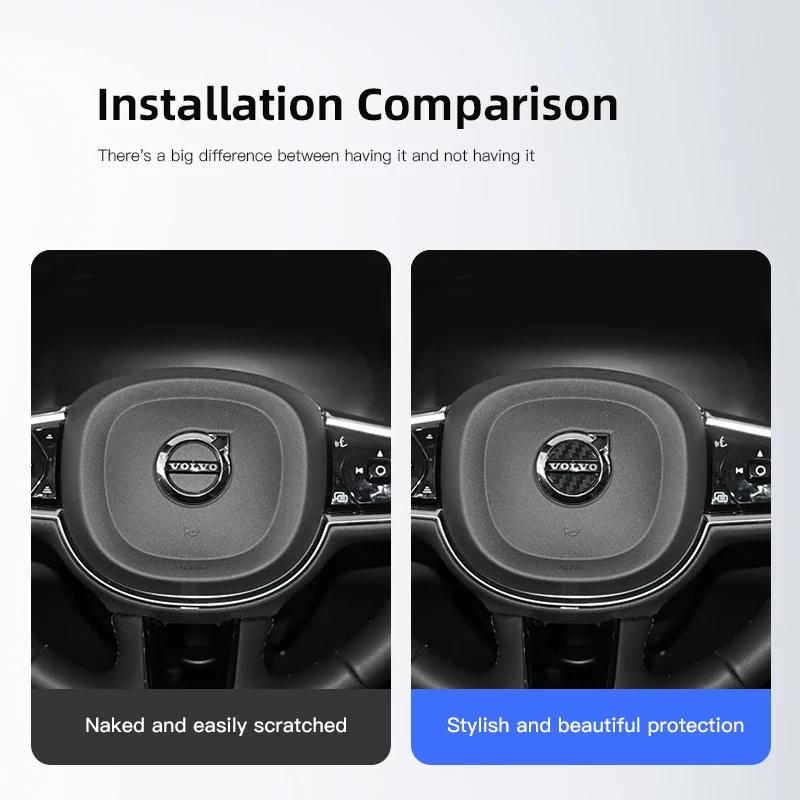 Auto-Lenkrad-Aufkleber Kohlefaser-Aufkleber Zubehör für Volvo Xc60 Xc90 V40 V60 S60 V50 V90 S80 C40 XC40 V70 Rdesign