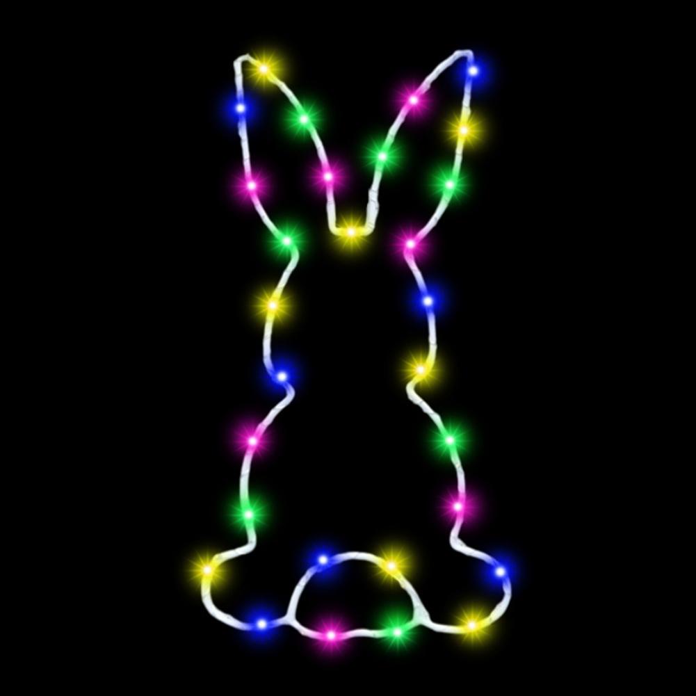 2PCS Easter Rabbit Light Bunny Window Fairy Lights Suction Cup Battery Operated Luminous Rabbit Pendant For Easter Decoration