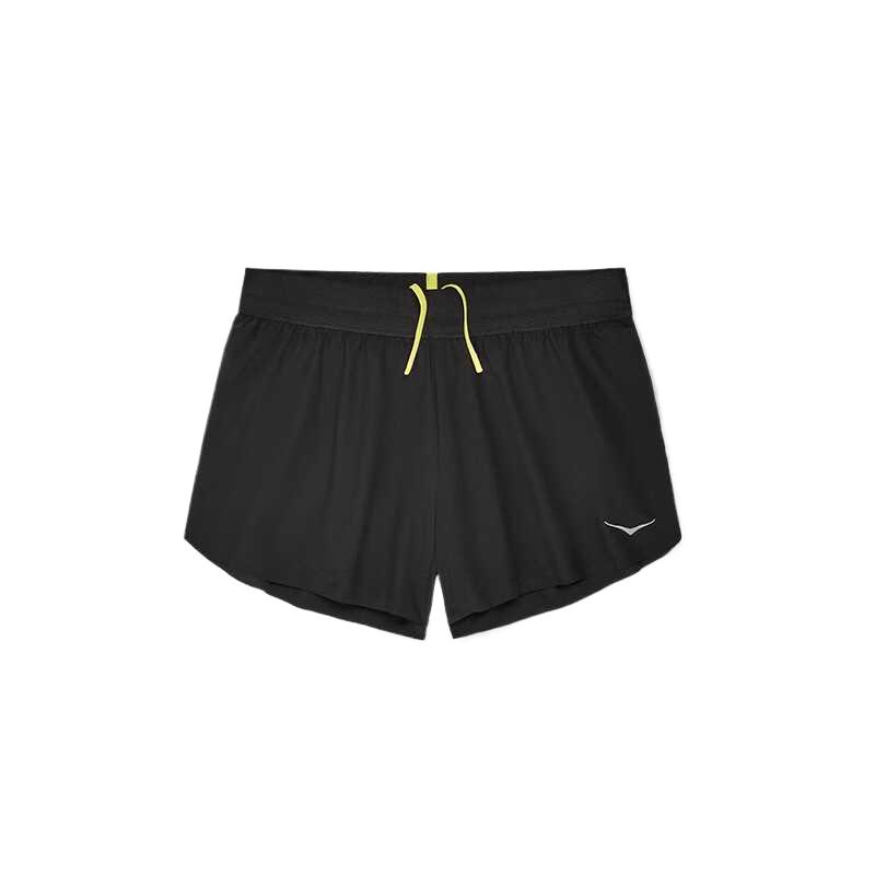 HOKA ONE ONE Solid Color Lace-Up Mid-Waist Three-Quarter Sports Shorts Women shorts Black 1151090